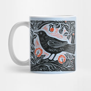 Lino Cut Bird Mug